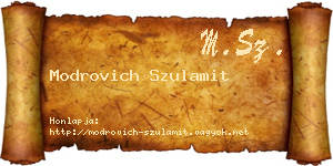 Modrovich Szulamit névjegykártya